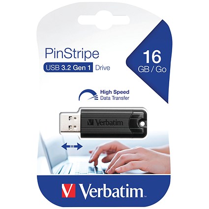 Verbatim Pinstripe USB 3.0 Flash Drive, 16GB Verbatim Pinstripe USB 3.0 Flash Drive, 16GB