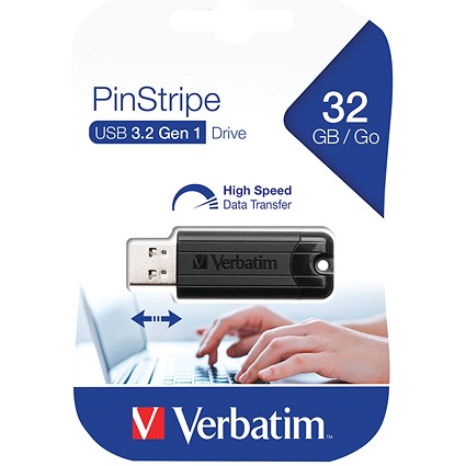 Verbatim Pinstripe USB 3.0 Flash Drive, 32GB
