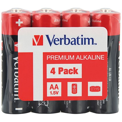 Verbatim AA Alkaline Batteries, Pack of 4 Verbatim AA Alkaline Batteries, Pack of 4