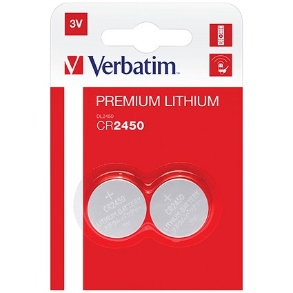 Verbatim CR2450 Battery Lithium 3V 49938-118 (Pack of 2)