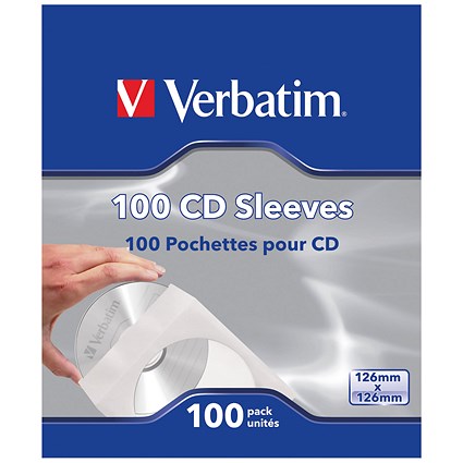 Verbatim CD/DVD Sleeves, Paper, Pack of 100