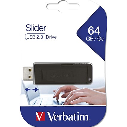 Verbatim Slider USB 2.0 Flash Drive, 64GB