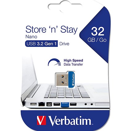 Verbatim Store 'n' Stay Nano USB 3.0 Flash Drive, 32GB