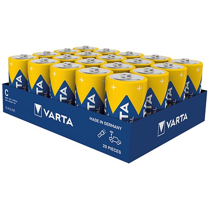 Varta Industrial Pro C Alkaline Batteries, Pack of 20 Varta Industrial Pro C Alkaline Batteries, Pack of 20