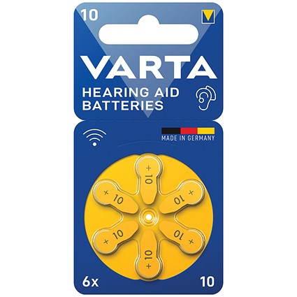 Varta Size 10 Hearing Aid Batteries, Pack of 6 Varta Size 10 Hearing Aid Batteries, Pack of 6