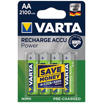 Varta Rechargeable AA Batteries, Pack of 4