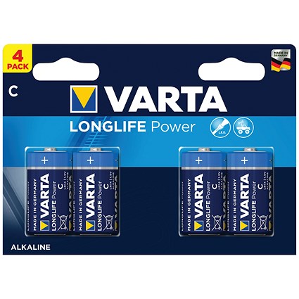 Varta Longlife Power C Alkaline Batteries, Pack of 4