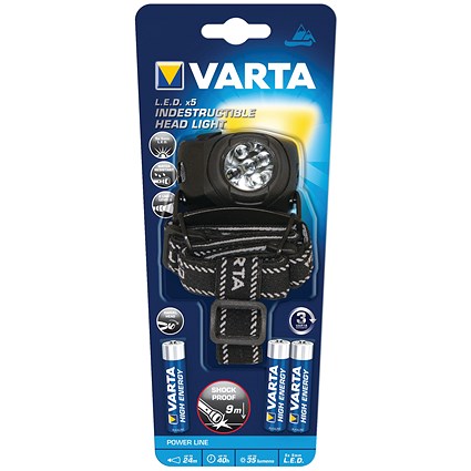 Varta 5 LED Indestructible Head Light Black