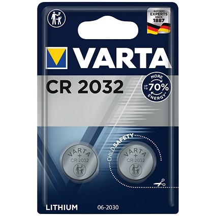 Varta CR2032 Lithium Batteries, Pack of 2