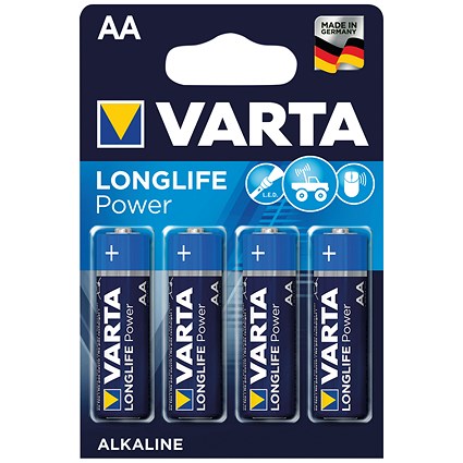 Varta Longlife Power AA Alkaline Batteries, Pack of 4