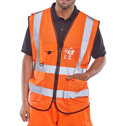 Beeswift Executive Hi Viz Waistcoat, Orange, 3XL