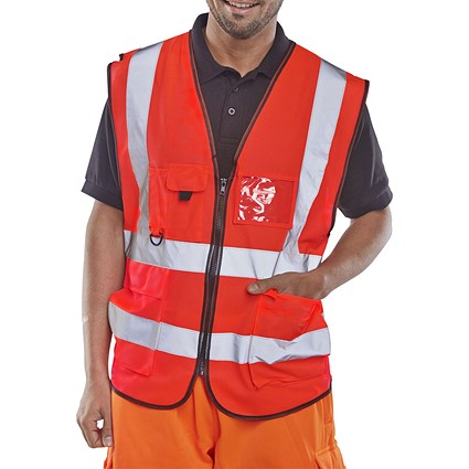 Beeswift Executive Hi Viz Waistcoat, Red, XL Beeswift Executive Hi Viz Waistcoat, Red, XL