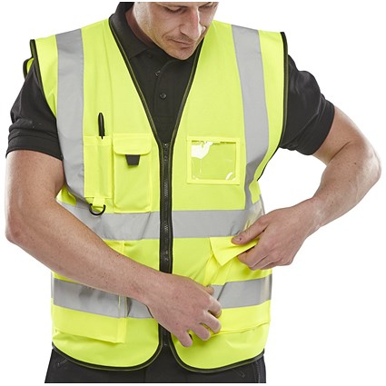 Beeswift Executive Hi Viz Waistcoat, Saturn Yellow, Small Beeswift Executive Hi Viz Waistcoat, Saturn Yellow, Small
