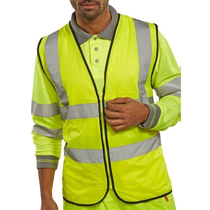 Beeswift Hi Viz Zip Fastened Waistcoat, Saturn Yellow, XL