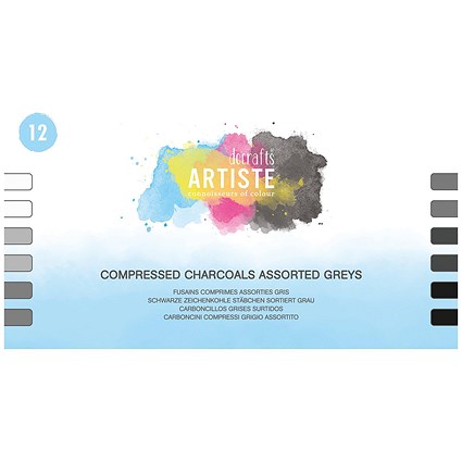 Artiste Compressed Charcoals, Assorted Greys, Pack of 12 Artiste Compressed Charcoals, Assorted Greys, Pack of 12