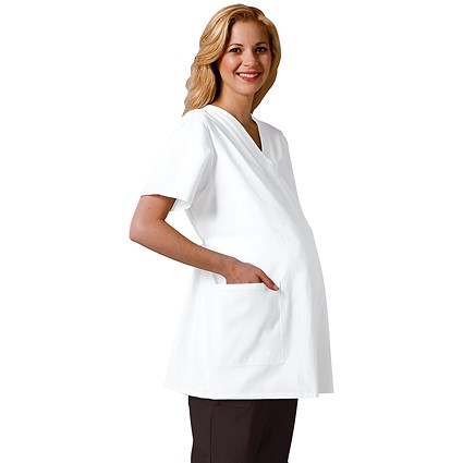 Work in Style 1782 Maternity Scrub Top, White, Size Small