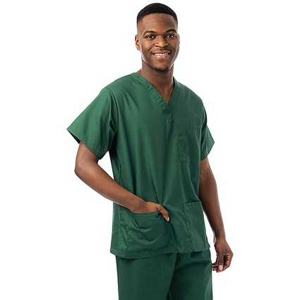 434NPH Unisex Smart Scrub Top, Bottle Green, Size Medium
