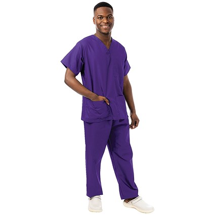 434NPH Unisex Smart Scrub Top, Purple, Size XS