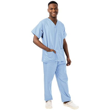 434NPH Unisex Smart Scrub Top, Sky, Size XS