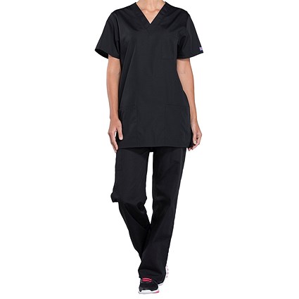 Cherokee Professional V-Neck Scrub Top, Black, 2XL