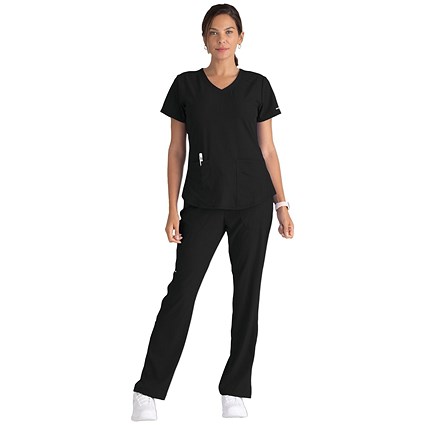 Skechers SK101 Breeze Female Scrub Top, Black, Size XS