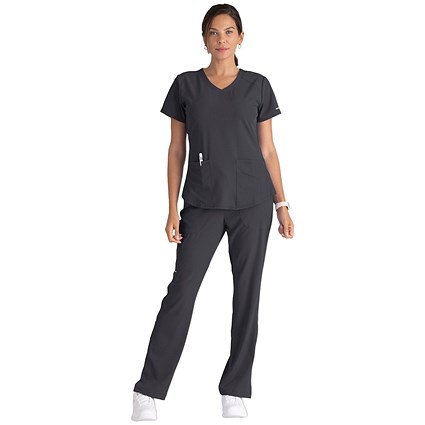 Skechers SK101 Breeze Female Scrub Top, Pewter, Size 2XS