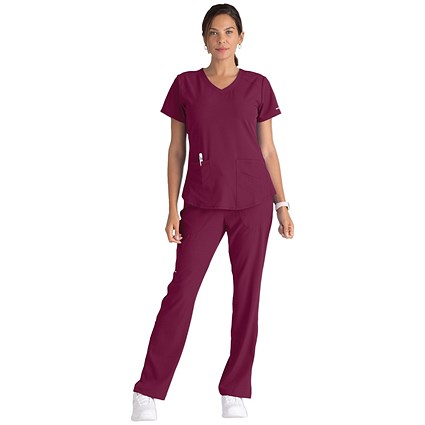 Skechers SK101 Breeze Female Scrub Top, Wine, Size 2XS