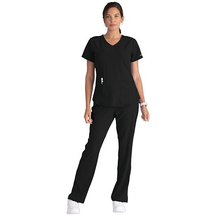 Skechers SK101 Breeze Female Scrub Top, Black, Size 3XL