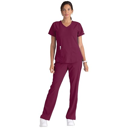 Skechers SK101 Breeze Female Scrub Top, Wine, Size 2XL