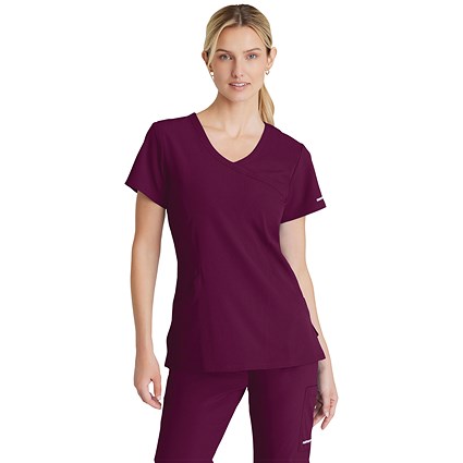 Skechers Female V Neck Scrub Top, Wine, Large