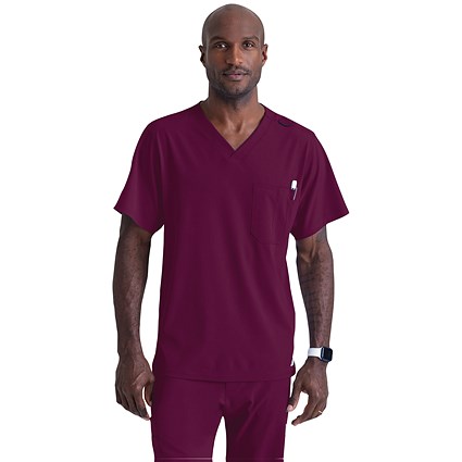 Skechers Unisex V Neck Scrub Top, Wine, 5XL