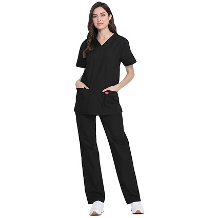 Dickies DKP520C Unisex Scrub Set Top and Trousers, Black, Size XL