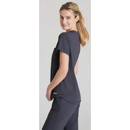 Skechers Slip-ins Flow Knit Scrub Top, Pewter Grey, 2XS
