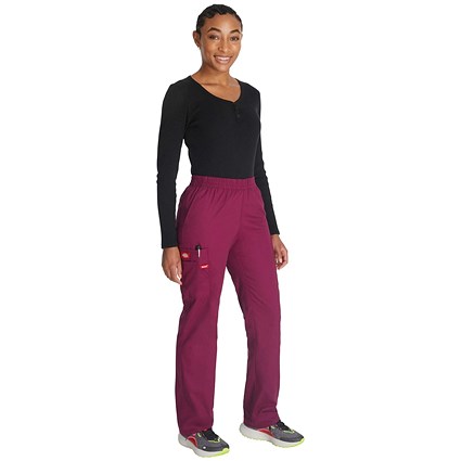 Dickies Signature Tapered Leg Scrub Pants, Wine Red, XL
