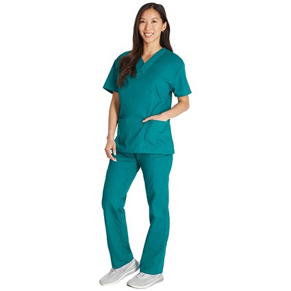 Dickies Signature V-neck Scrub Top, Hunter Green, Large