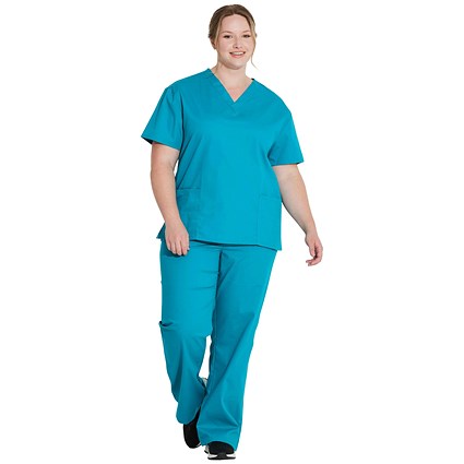Dickies Signature V-neck Scrub Top, Teal, XL