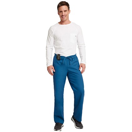 Dickies Signature Drawstring Scrub Bottoms, Caribbean Blue, Large