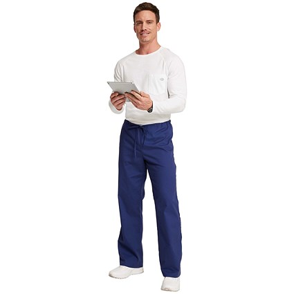Dickies Signature Drawstring Scrub Bottoms, Navy Blue, Small
