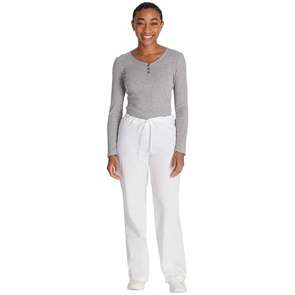 Dickies Signature Drawstring Scrub Bottoms, White, Small