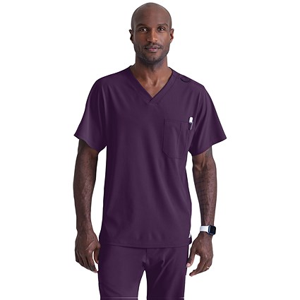 Skechers Unisex V Neck Scrub Top, Eggplant, Medium