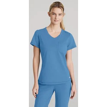Skechers Slip-ins Flow Knit Scrub Top, Ceil Blue, Large