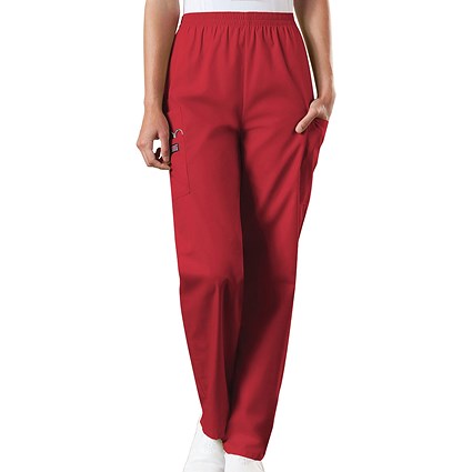Cherokee CH4200 Elasticated Scrub Trousers, Red, Size Small