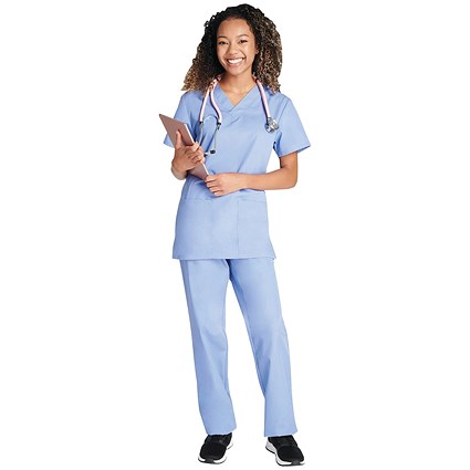 Cherokee WW530C Unisex Scrub Set Top and Trousers, Ceil Blue, Size Large