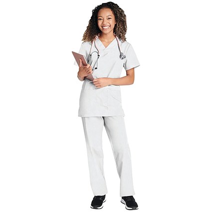 Cherokee WW530C Unisex Scrub Set Top and Trousers, White, Size 2XS