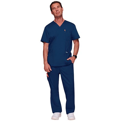 Cherokee Revolution WW670 V Neck Scrub Top, Navy, Size Small