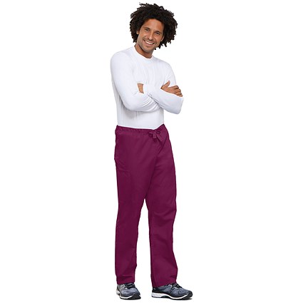 Cherokee Unisex Drawstring Scrub Trousers, Wine, 5XL