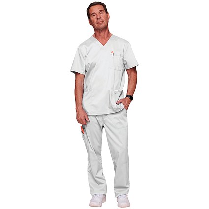 Cherokee Revolution WW670 V Neck Scrub Top, White, Size Small