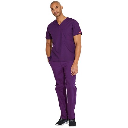 Dickies Signature Unisex Scrub Top, Eggplant Purple, 3XL