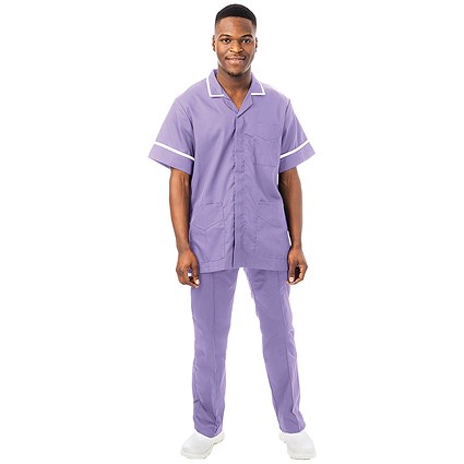 Work in Style Philz Male Healthcare Tunic, Lilac with White Trim, Size 42 Inch