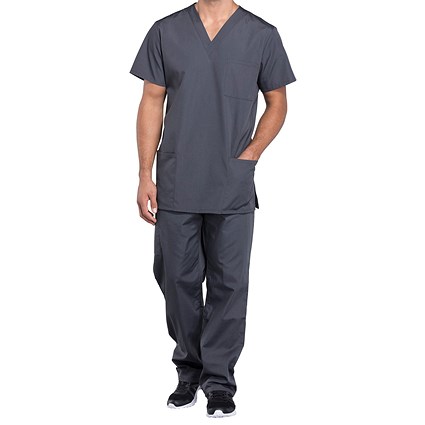 Cherokee Professional V-Neck Scrub Top, Pewter Grey, Medium